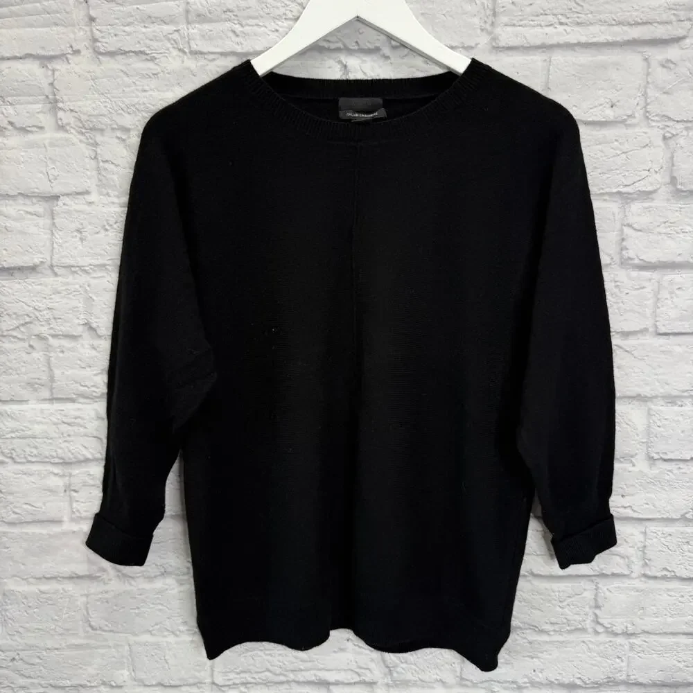 J.Crew 100% Italian Cashmere Sweater Size XS Oversized Black Long Sleeve